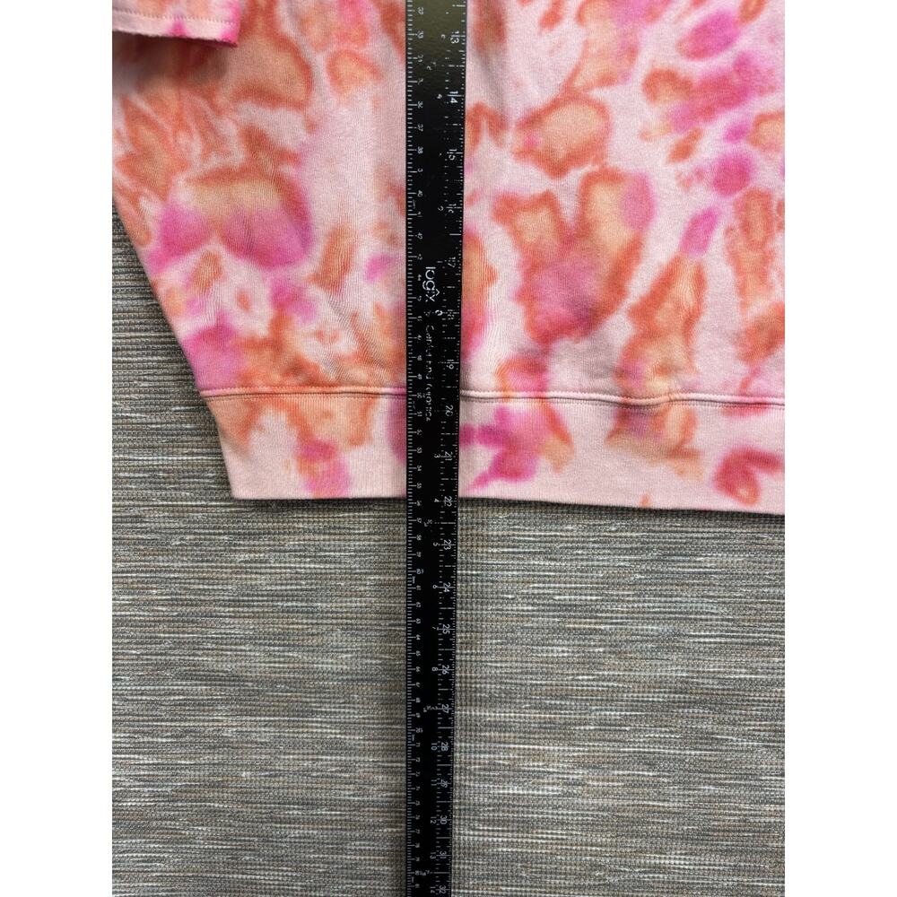 PINK Victoria's Secret Shirt Womens M Pink Orange Tie Dye Fleece Cropped Oversiz - Picture 6 of 6